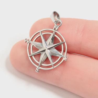 Stainless Steel Compass Rose Pendant 23mm x 21mm