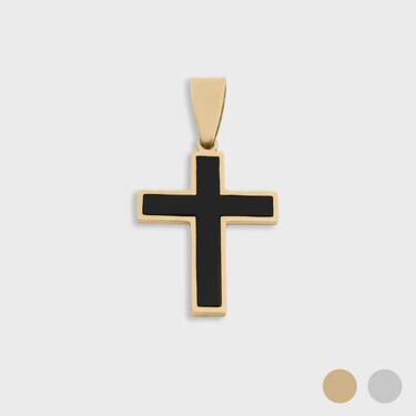 Men's Matte Black Stainless Steel Cross 24mm x 17.20mm