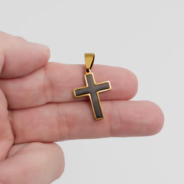 Men's Matte Black Stainless Steel Cross 24mm x 17.20mm