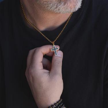 Men's Matte Black Stainless Steel Cross 24mm x 17.20mm