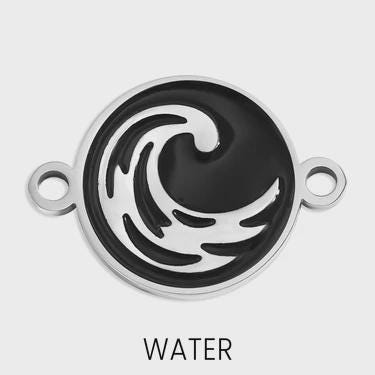 18K Gold PVD Stainless Steel Earth, Fire, Water, & Air Element Connector Charms, in Gold or Silver available