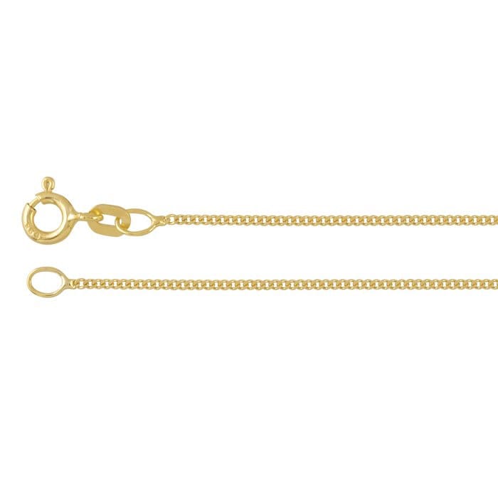 14K Yellow Gold 1mm Diamond-Cut Flat Curb Chain, choose your length.