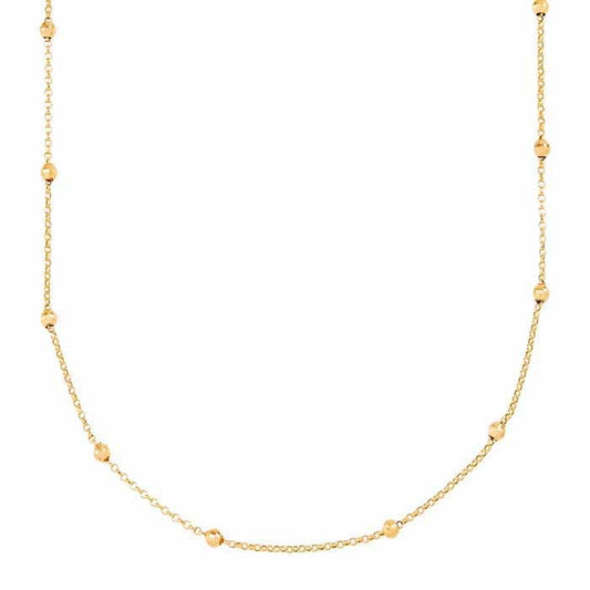 10K Yellow Gold Beaded Shimmer Chain Necklace