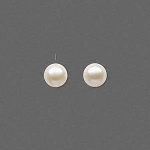 Freshwater Cultured Half-Drilled Round Pearl, A-Grade, choose color and size...