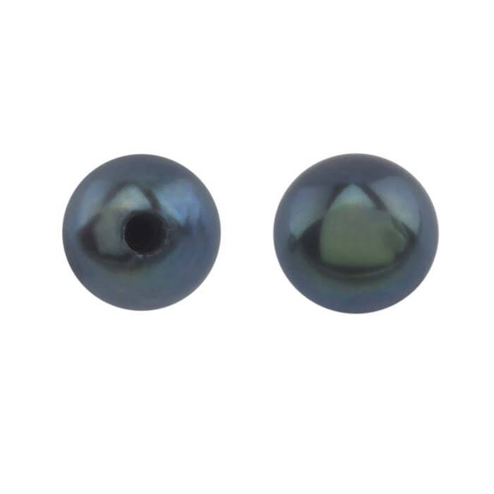 Freshwater Cultured Half-Drilled Round Pearl, A-Grade, choose color and size...