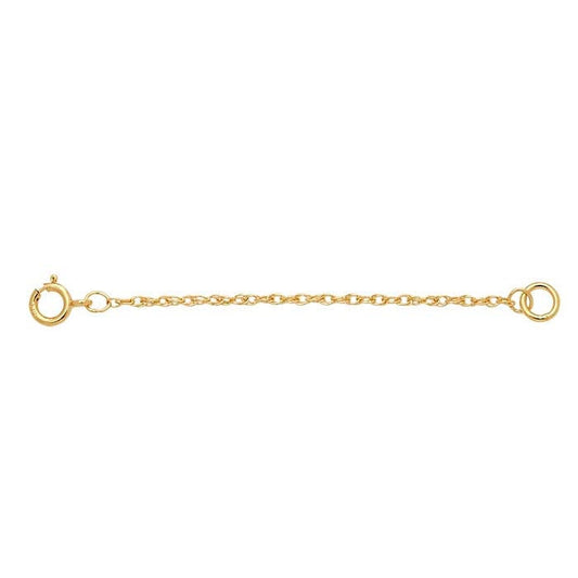 14K Solid Yellow Gold Rope Chain Extender, 2"L