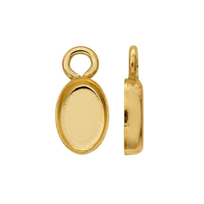 14/20 Yellow Gold-Filled Oval Cabochon Component Mounting with Closed Ring