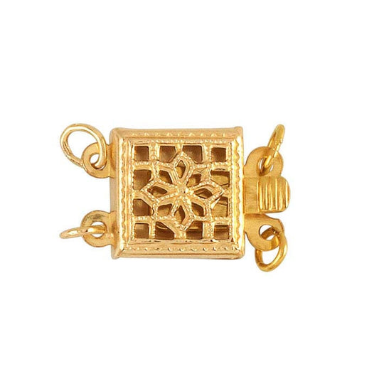 14/20 Yellow Gold-Filled Filigree Box Safety Clasp, 2-Strand