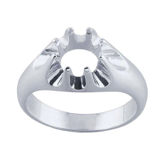 Sterling Silver Pre-Notched Round Ring Mountings,