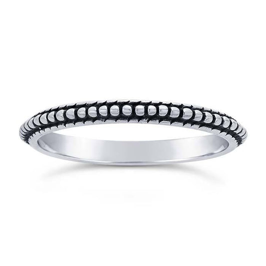 Sterling Silver Beaded-Design Stackable Ring