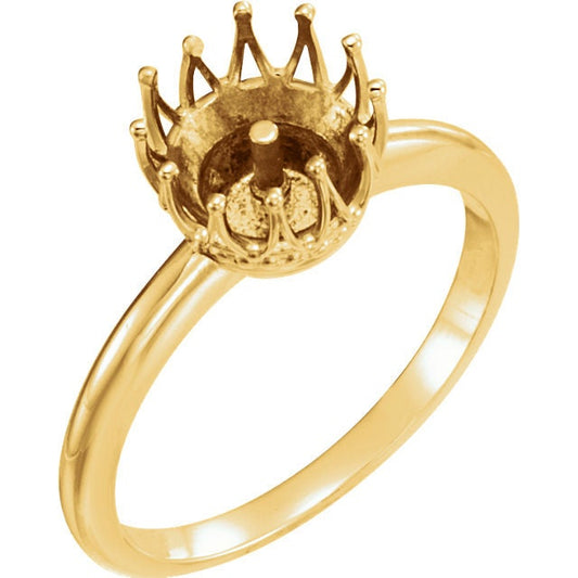 Crown Ring Mounting for Pearl available in 14k Gold or Sterling Silver and 3 pearl sizes