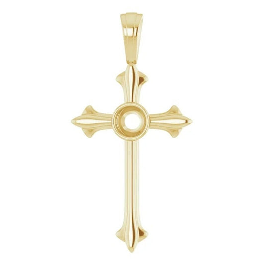 Cross Pendant Mounting for 3mm gemstone, available in Sterling Siler, or 14k Gold