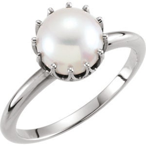 Crown Ring Mounting for Pearl available in 14k Gold or Sterling Silver and 3 pearl sizes