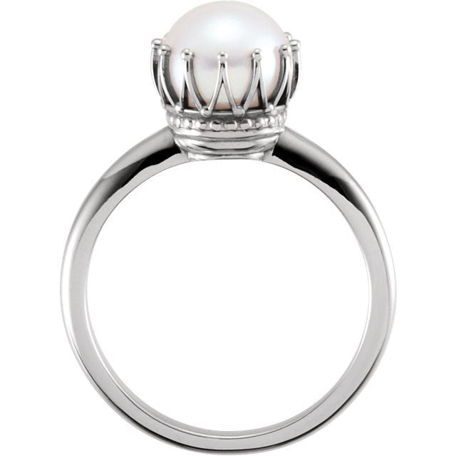 Crown Ring Mounting for Pearl available in 14k Gold or Sterling Silver and 3 pearl sizes