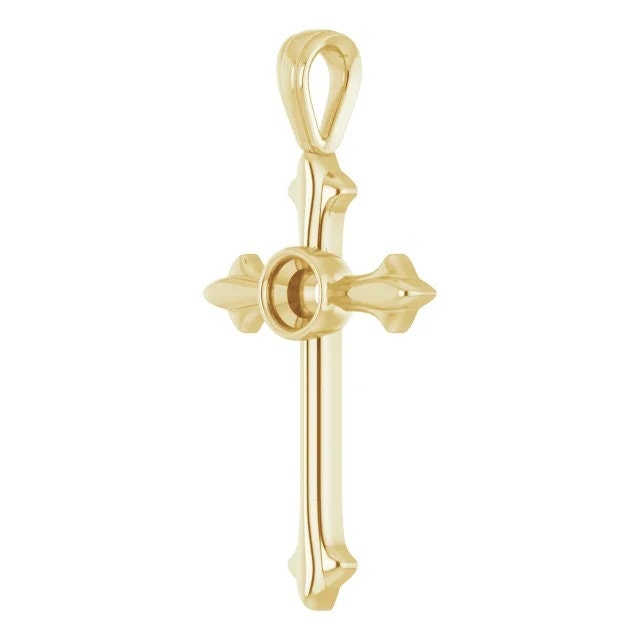 Cross Pendant Mounting for 3mm gemstone, available in Sterling Siler, or 14k Gold