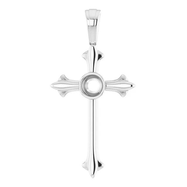 Cross Pendant Mounting for 3mm gemstone, available in Sterling Siler, or 14k Gold