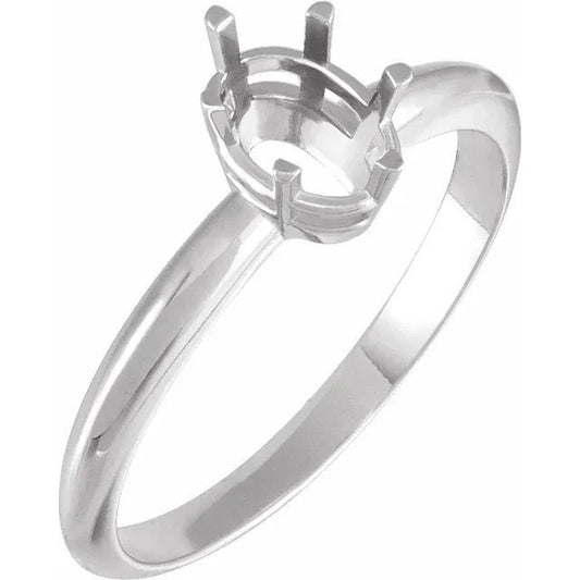 Oval 6-prong basket solitaire ring mounting in Sterling Silver or 14k Gold, choose your setting size, custom ring sizing available