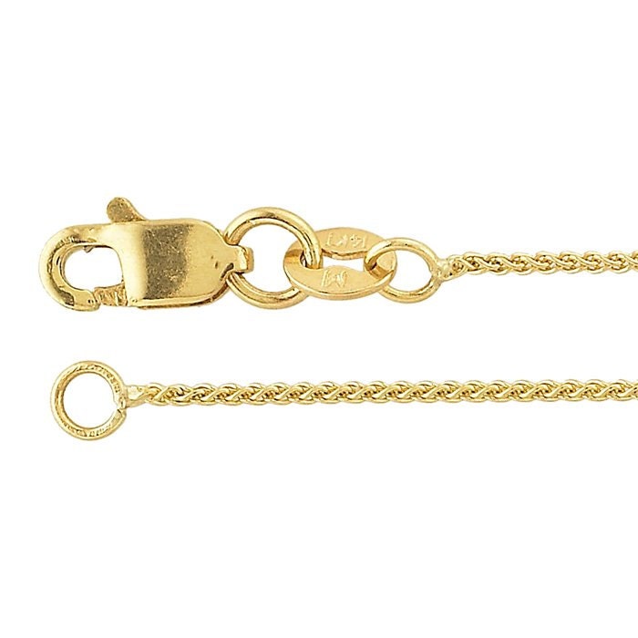 14K Yellow Gold 0.8mm Wheat Chain, 16 inch