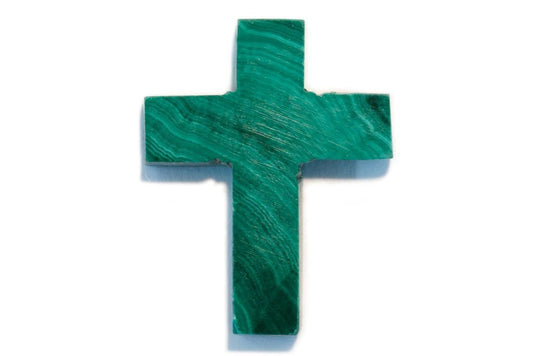 15x20mm half-drilled natural malachite cross.