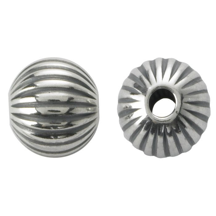 Sterling Silver Round Corrugated Seamless Bead, choose your size