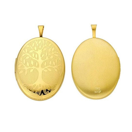 14/20 Yellow Gold-Filled Oval Tree of Life Locket Pendant