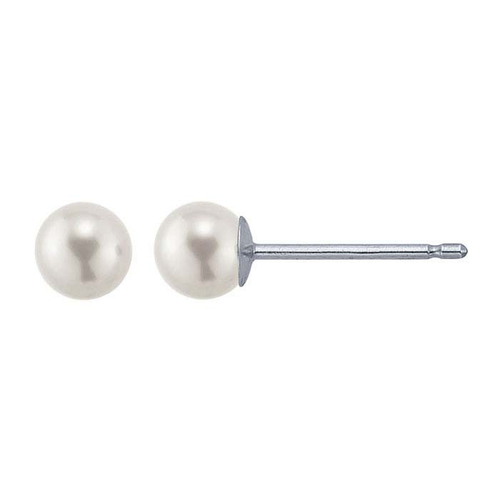 14K White Gold Rhodium-Plated Pearl Post Earring Mounting