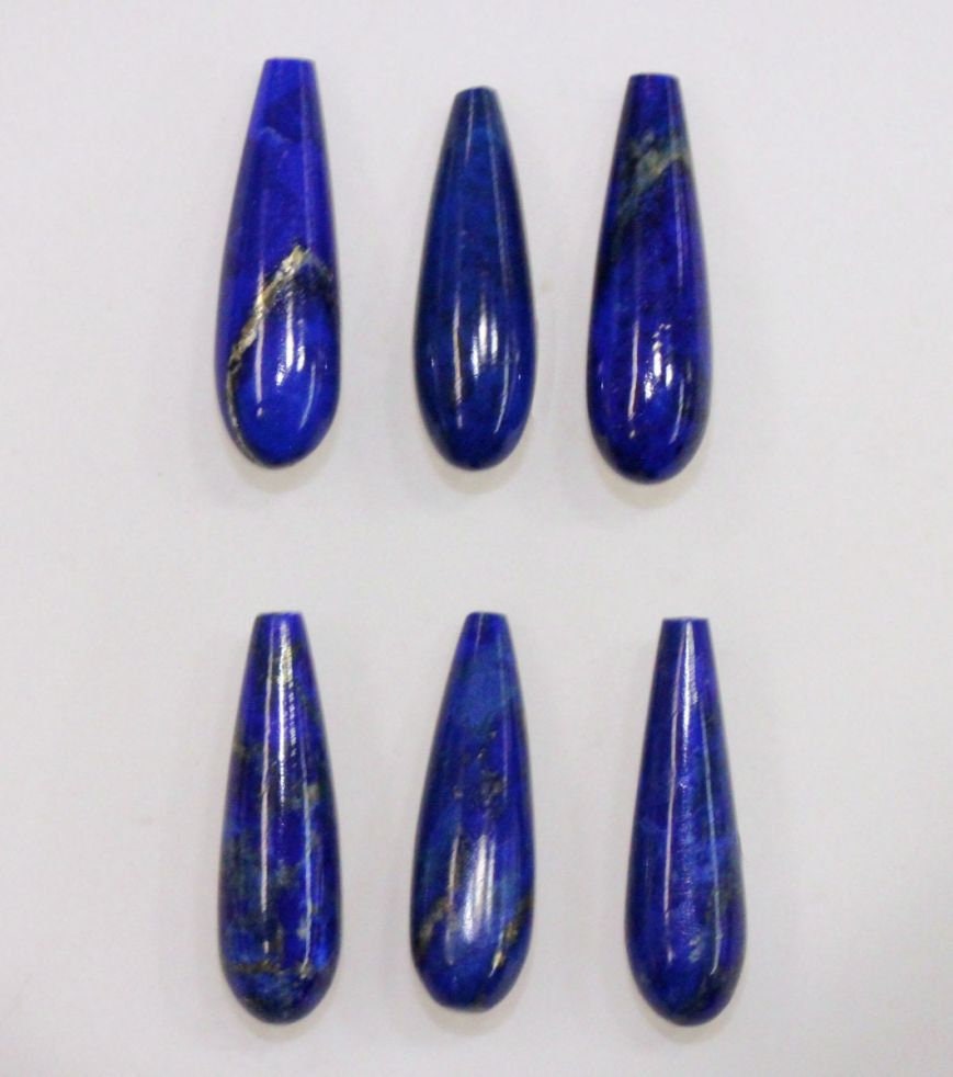 1- 6x20mm half-drilled natural lapis drops - regular grade