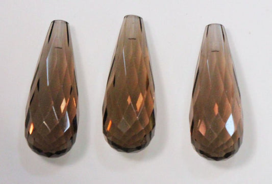 Smoky Quartz 8x20mm Half-drilled Faceted Briolettes