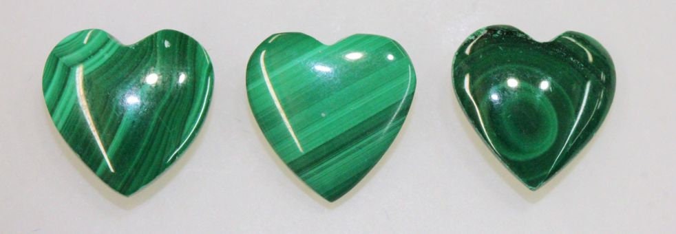 Malachite Half-drilled Hearts in 3 sizes available