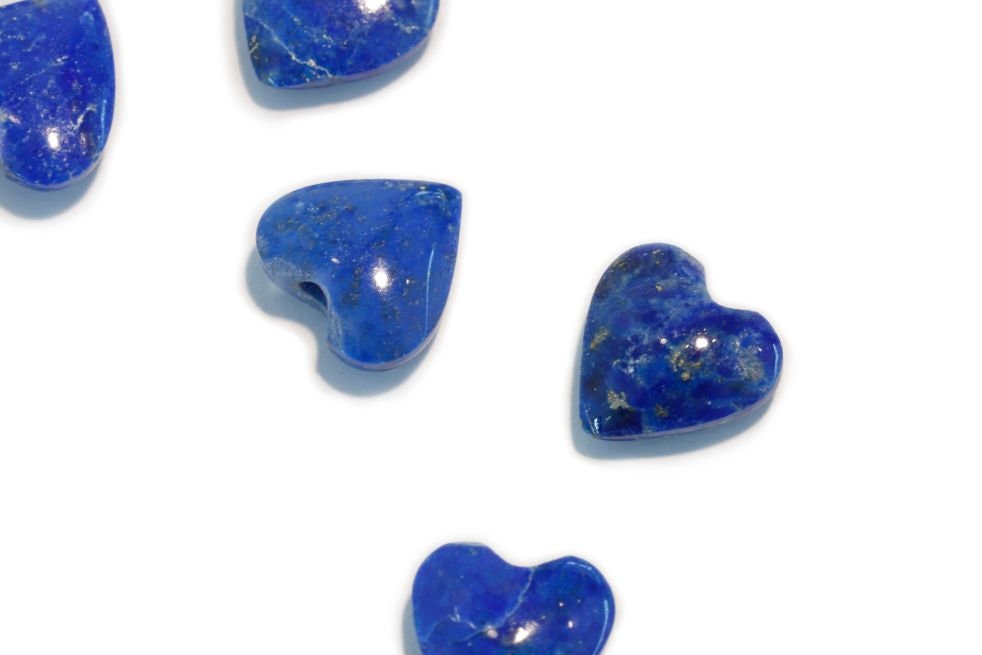 Natural lapis half-drilled hearts. available in 4 sizes