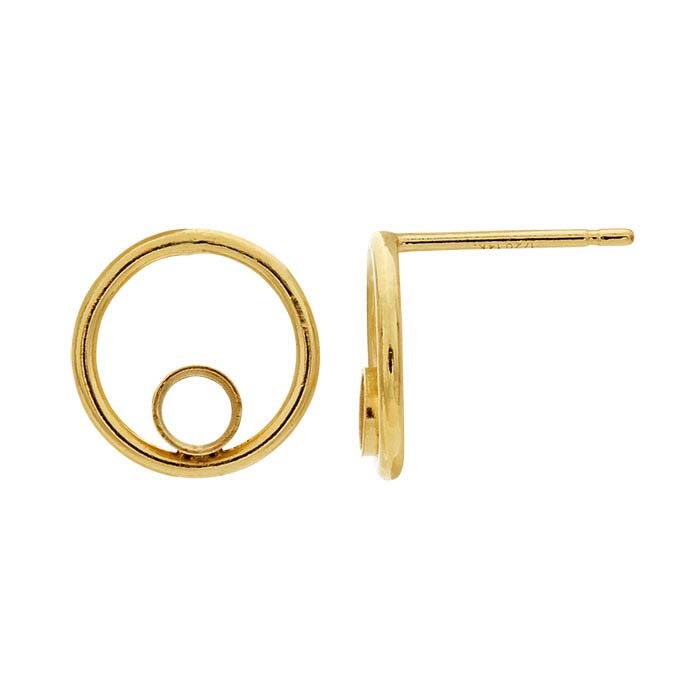 14/20 Yellow Gold-Filled Circle 3mm Round Post Earring Mounting