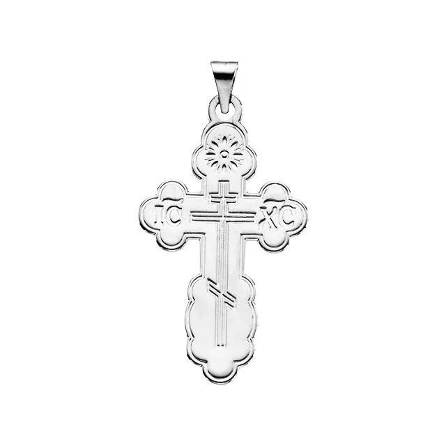 Orthodox Cross Pendant in solid 14k Yellow o White gold, 4 sizes available