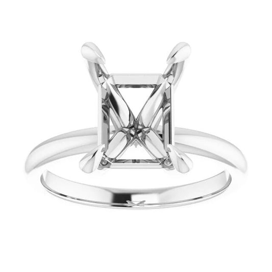 14K  Emerald Solitaire Engagement Ring Mounting in white, yellow or rose gold, choose your setting size