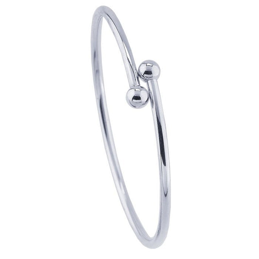 Sterling Silver 3mm Cuff Bracelet with Threaded Ball Ends