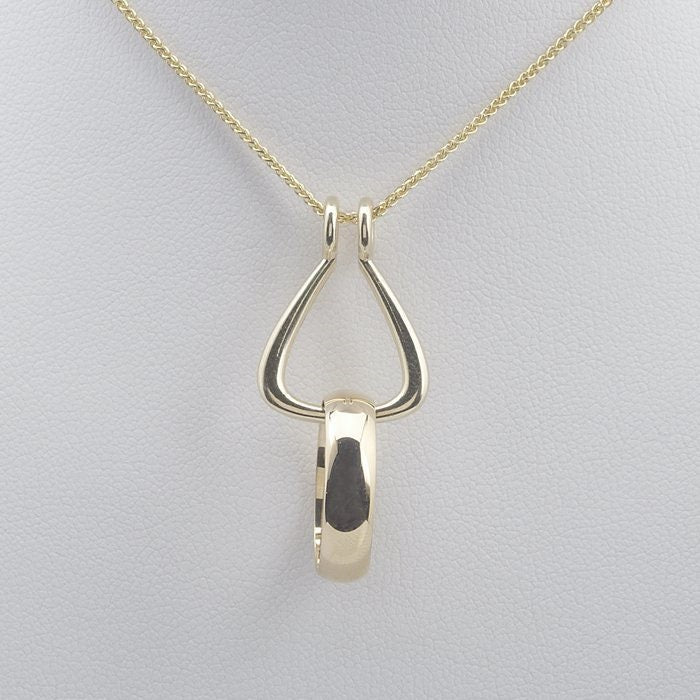 14K Yellow Gold Ring Keeper Pendant, Wear a treasured ring as a pendant