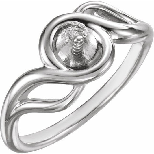 Ring Mounting for 7 mm Pearl in Sterling Silver or 14k white Gold, custom sizes available