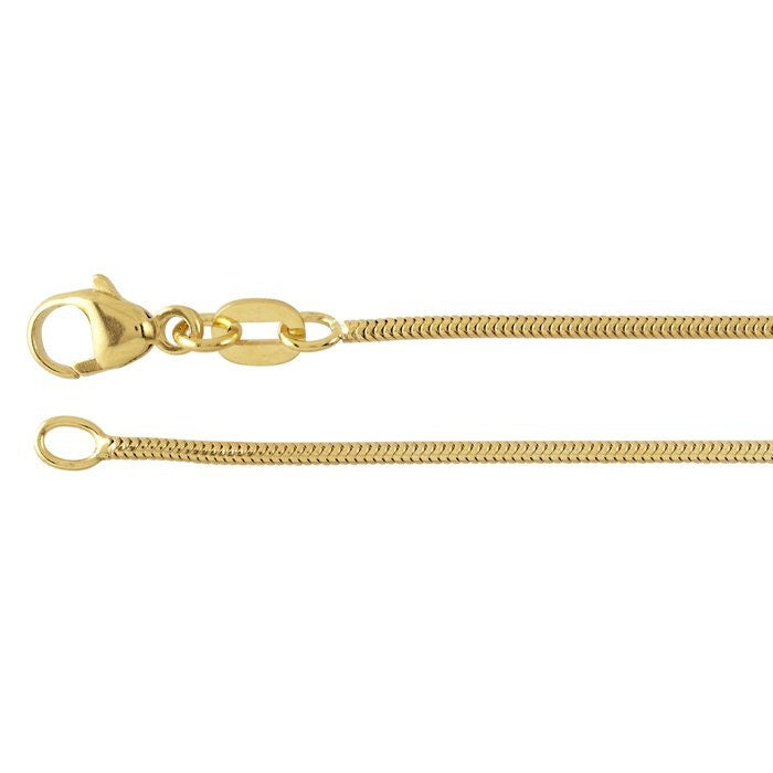 14K Yellow Gold 1.2mm Unseamed Snake Chain, choose 16",18" or 20"