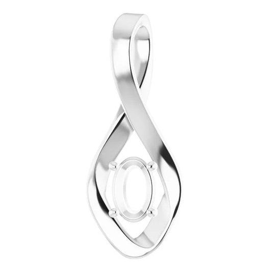 Infinity Pendant Mounting in 925 Sterling Silver, available in round or oval sizes