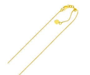 Adjustable Box Chain in 14K Yellow or White Gold (.70mm)up to 22inch