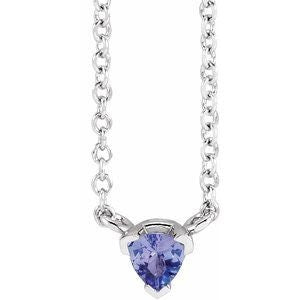 Trillion V-Prong Solitaire Necklace Center Mounting in Sterling Silver, or 14k Gold, custom also available