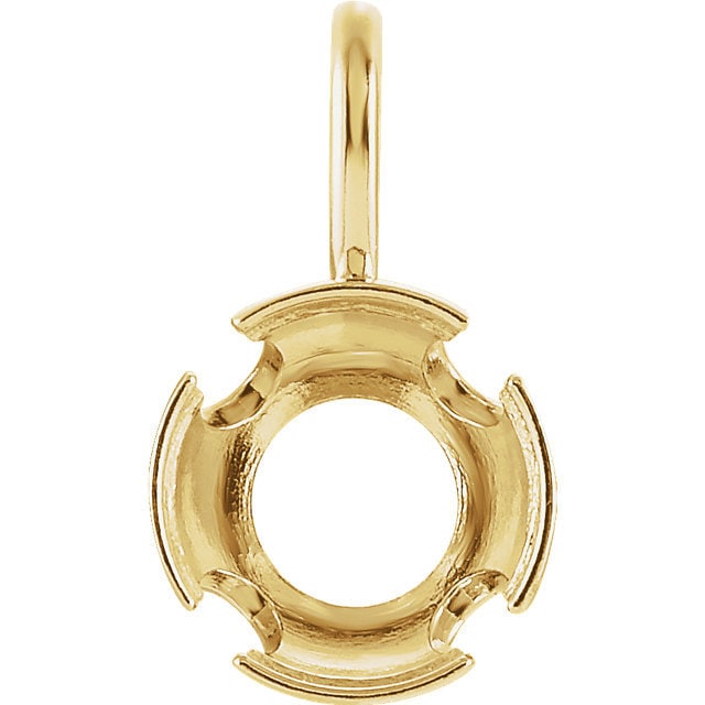 14k Solid Gold Round Solitaire Bezel Set Pendant Mounting, choose white or yellow gold