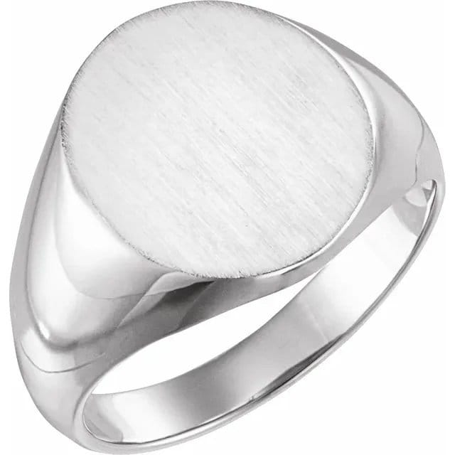 Oval Signet Ring in Sterling Silver or 10k Gold, choose your top size,