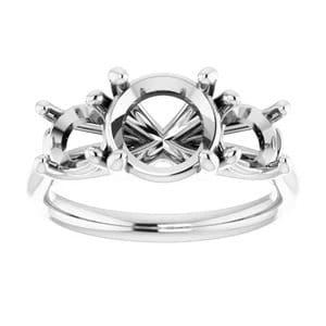 Three Stone Ring Mounting, customizable. choose your precious metal, stone shape and size