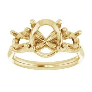 Three Stone Ring Mounting, customizable. choose your precious metal, stone shape and size