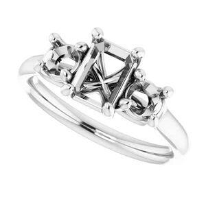 Three Stone Ring Mounting, customizable. choose your precious metal, stone shape and size