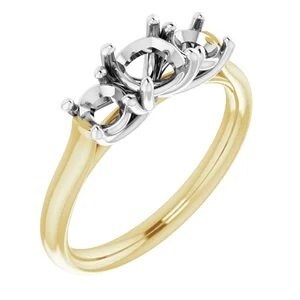 Three Stone Ring Mounting, customizable. choose your precious metal, stone shape and size