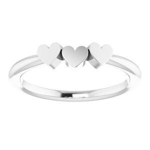 Heart Family Engravable Ring, available with up to 5 hearts in 925 Sterling Silver or 14k yellow, rose, or white gold, customizing available