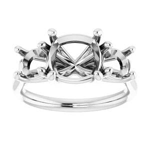 Three Stone Ring Mounting, customizable. choose your precious metal, stone shape and size