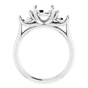 Three Stone Ring Mounting, customizable. choose your precious metal, stone shape and size