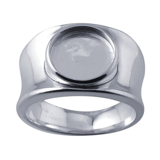 Sterling Silver Concave Band with 10mm Round Ring Mounting